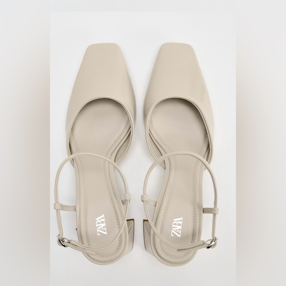 Zara Faux Patent Leather Sling Back Shoes